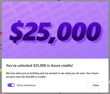 Microsoft Azure クレジット付与通知