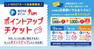 J-WESTカード会員限定「WESTERポイントアップチケット」