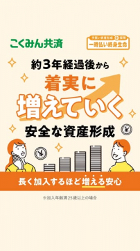 こくみん共済 一時払い終身生命（資産形成向け貯蓄保険）