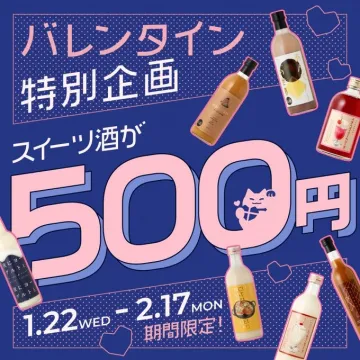 バレンタイン特別企画 スイーツ酒500円セール