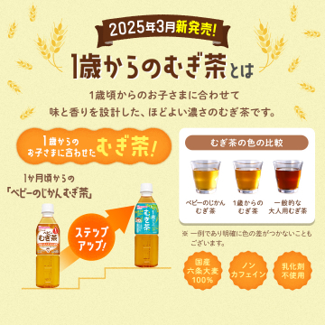 1歳からのむぎ茶 2025年3月新発売 国産六条大麦使用のやさしい麦茶
