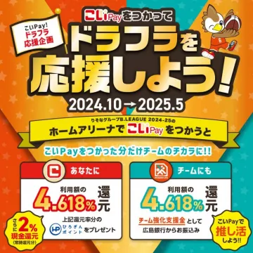 こいPay ドラフラ応援企画キャッシュバックキャンペーン