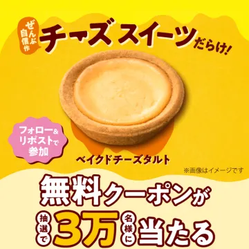 ベイクドチーズタルト無料クーポンキャンペーン（チーズスイーツ特集）