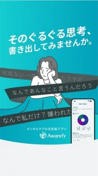 ぐるぐる思考の整理をサポートするメンタルケアアプリ「Awarefy」