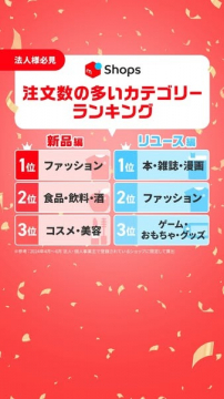 mShops 注文数の多いカテゴリーランキング発表