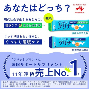 睡眠とストレスをケアする機能性表示食品「ぐっすりグリナ」