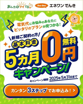 エネワンでんき基本料金5ヶ月無料キャンペーン