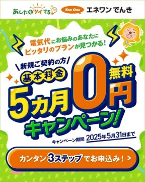 エネワンでんき基本料金5ヶ月無料キャンペーン