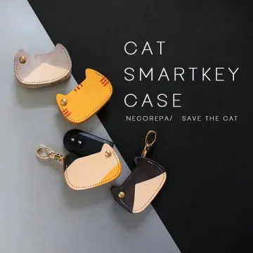 猫型レザーのスマートキーケース