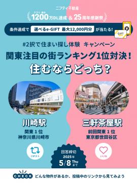 ニフティ不動産 関東注目の街ランキング対決キャンペーン
