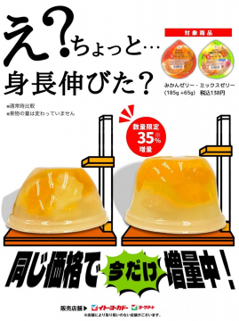 数量限定35％増量のみかんゼリー・ミックスゼリー