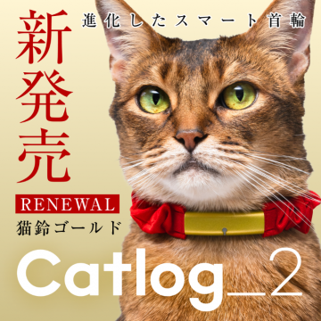 進化したスマート首輪「Catlog\\_2 猫鈴ゴールド」