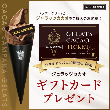 カカオサンパカ北新地店限定ジェラッツカカオ購入特典ギフトカード