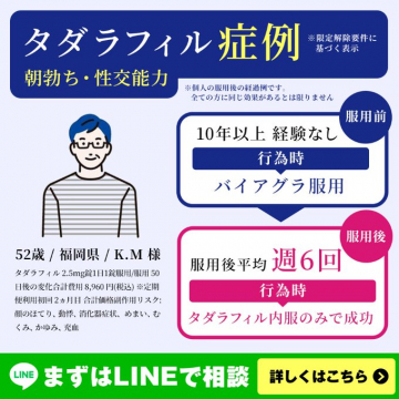 タダラフィル服用による性機能改善症例紹介