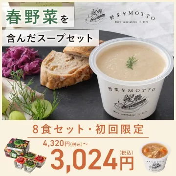 春野菜を含んだ野菜をMOTTOスープセット