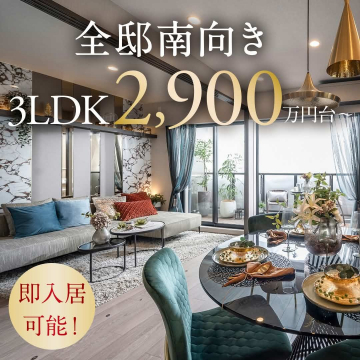 全邸南向き・即入居可能な3LDKマンション（2,900万円台）