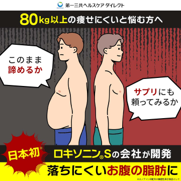 ロキソニンSの会社が開発した落ちにくいお腹の脂肪対策サプリ