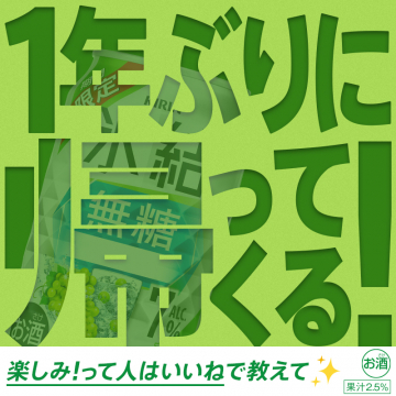 1年ぶりに帰ってくる！無糖お酒（果汁2.5%）