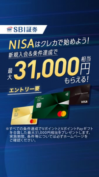 SBI証券 クレカで始めるNISA入会キャンペーン