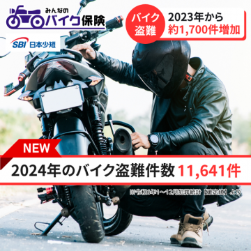 SBI日本少額短期 みんなのバイク保険 盗難対策訴求バナー