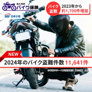 SBI日本少額短期 みんなのバイク保険 盗難対策訴求バナー