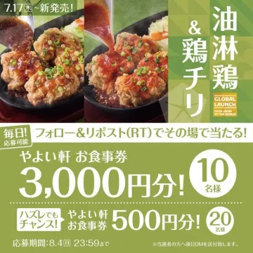 油淋鶏＆鶏チリ 新メニュー発売記念キャンペーン