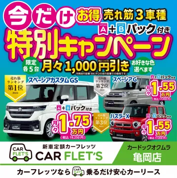 カーフレッツ特別キャンペーン売れ筋3車種リース