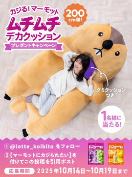 カジる！マーモットムチムチデカクッションが当たるプレゼントキャンペーン