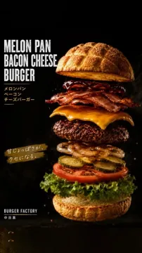 メロンパンバンズのベーコンチーズバーガー