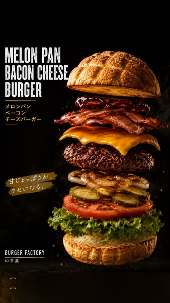 メロンパンバンズのベーコンチーズバーガーのバナー