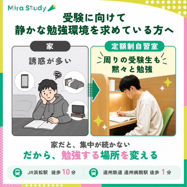 受験生のための定額制自習室のバナー