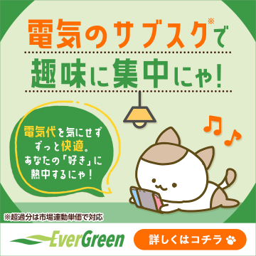 EverGreen 電気サブスクで趣味没頭電力サービス