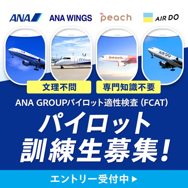ANAグループ パイロット訓練生募集（適性検査）のバナー