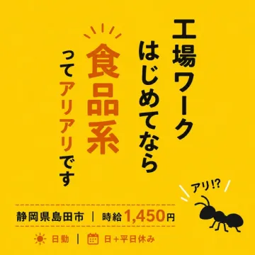 未経験歓迎 食品系工場の日勤求人（短時間可）