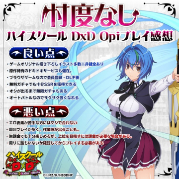 忖度なし！ハイスクールDxDゲームプレイ感想