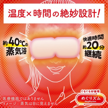 めぐりズム蒸気アイマスクの温度と持続時間訴求