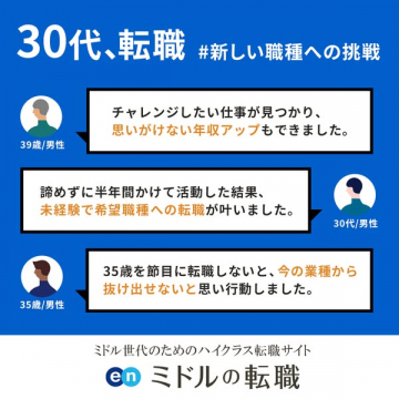 30代ミドル層の新しい職種挑戦を支援するハイクラス転職サービス