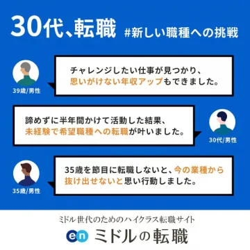30代ミドル層の新しい職種挑戦を支援するハイクラス転職サービス