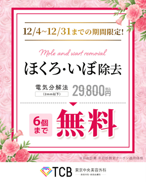 ほくろ・いぼ除去 6個まで無料キャンペーン