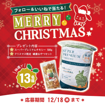 フォロー&いいねで当たる！牧草市場クリスマスプレゼント