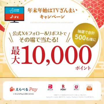 J:COM 年末年始TVざんまいポイント抽選キャンペーン