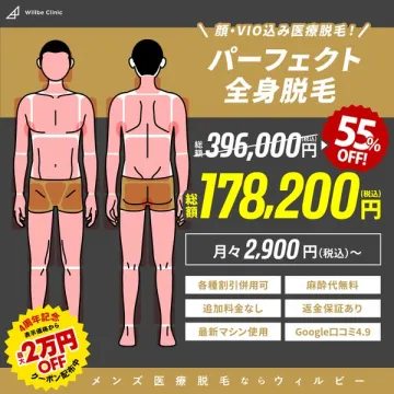 顔・VIO込み医療脱毛パーフェクト全身脱毛4周年記念