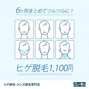 6ヶ所まとめてツルツル！ヒゲ脱毛サービス