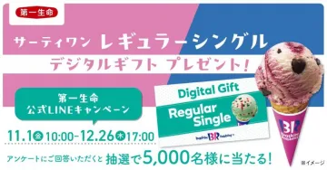 サーティワン アイスクリーム レギュラーシングル デジタルギフト プレゼントキャンペーン