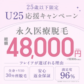 25歳以下限定の永久医療脱毛U25応援キャンペーン
