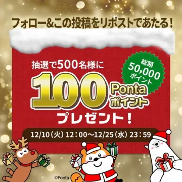 Pontaポイント クリスマスキャンペーン 100ポイントプレゼント