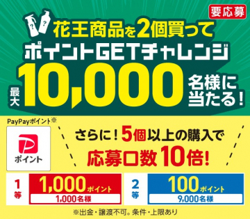 花王商品を買ってポイントGETチャレンジ 最大10,000名様に当たるキャンペーン