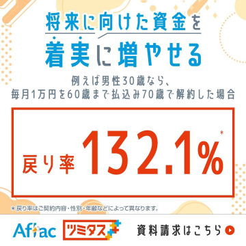 アフラック ツミタス 将来に向けた資金を着実に増やせるプラン