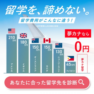 夢カナ留学：0円で諦めない留学費用削減支援