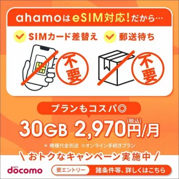 ahamoのeSIM対応30GB格安プラン